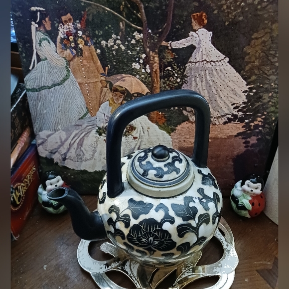 🫖Chinese Back&White Vintage Teapot 🍵 ☕️ RARE 1960's Asian Botanical Design.🫖 - Picture 14 of 14